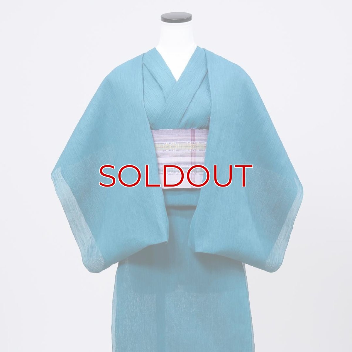 画像2: 小千谷縮「無地」ターコイズブルー/杉山織物/オーガニック麻着物 (2)