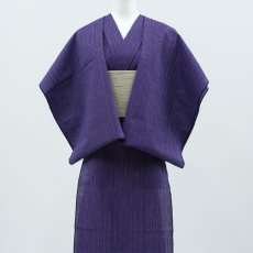 画像3: 阿波しじら織 木綿着物 紫細縞「葡萄」 (3)