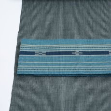画像6: 八重山ミンサー 手織り半幅帯「浅葱」 (6)