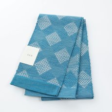画像3: OLNさんの半幅帯　en coton「格子菱」peacock blue (3)