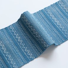 画像2: OLNさんの半幅帯　en coton「段々」peacock blue (2)