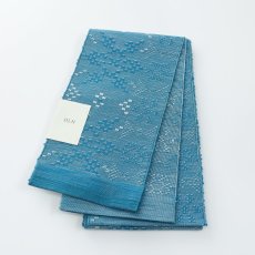 画像3: OLNさんの半幅帯　en coton「雪花」peacock blue (3)