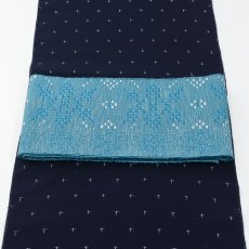 画像5: OLNさんの半幅帯　en coton「雪花」peacock blue (5)