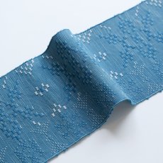 画像2: OLNさんの半幅帯　en coton「雪花」peacock blue (2)