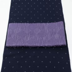 画像5: OLNさんの半幅帯　en coton「格子菱」mauve violet (5)