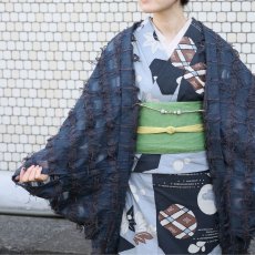 画像1: ふんわり包む レースのマーガレットコート【ネイビー】 (1)