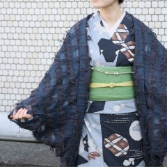 ふんわり包む レースのマーガレットコート【ネイビー】