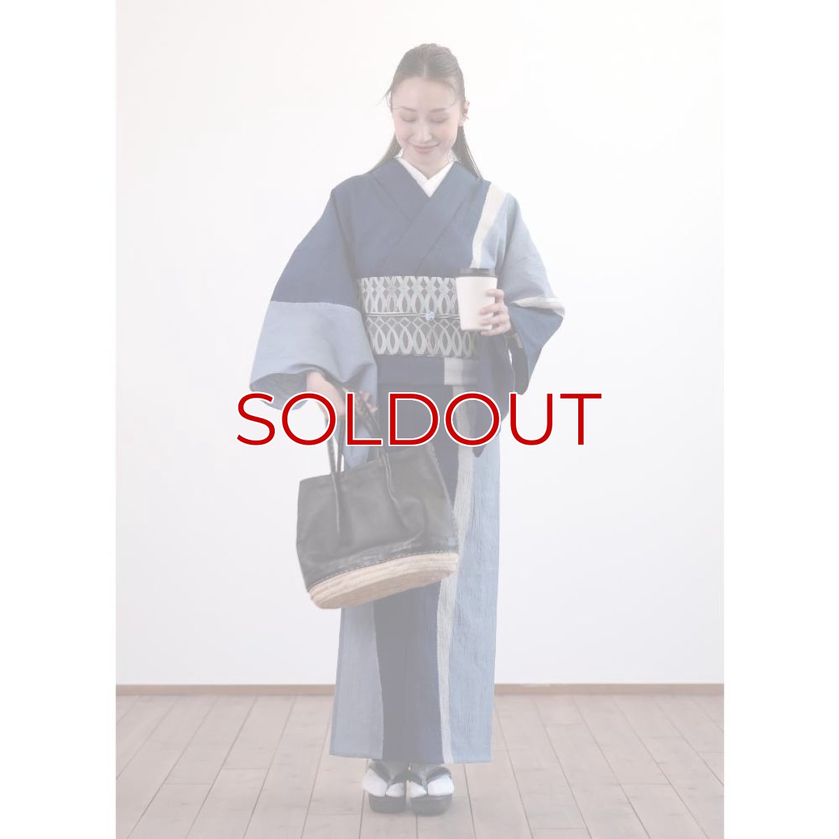 画像2: 【30％OFF】59kimono｜藤井絞｜綿麻着物｜「波打ち際」ネイビー (2)