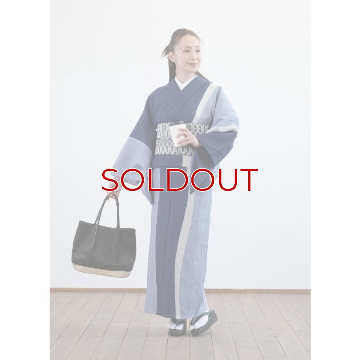 画像3: 【30％OFF】59kimono｜藤井絞｜綿麻着物｜「波打ち際」ネイビー (3)