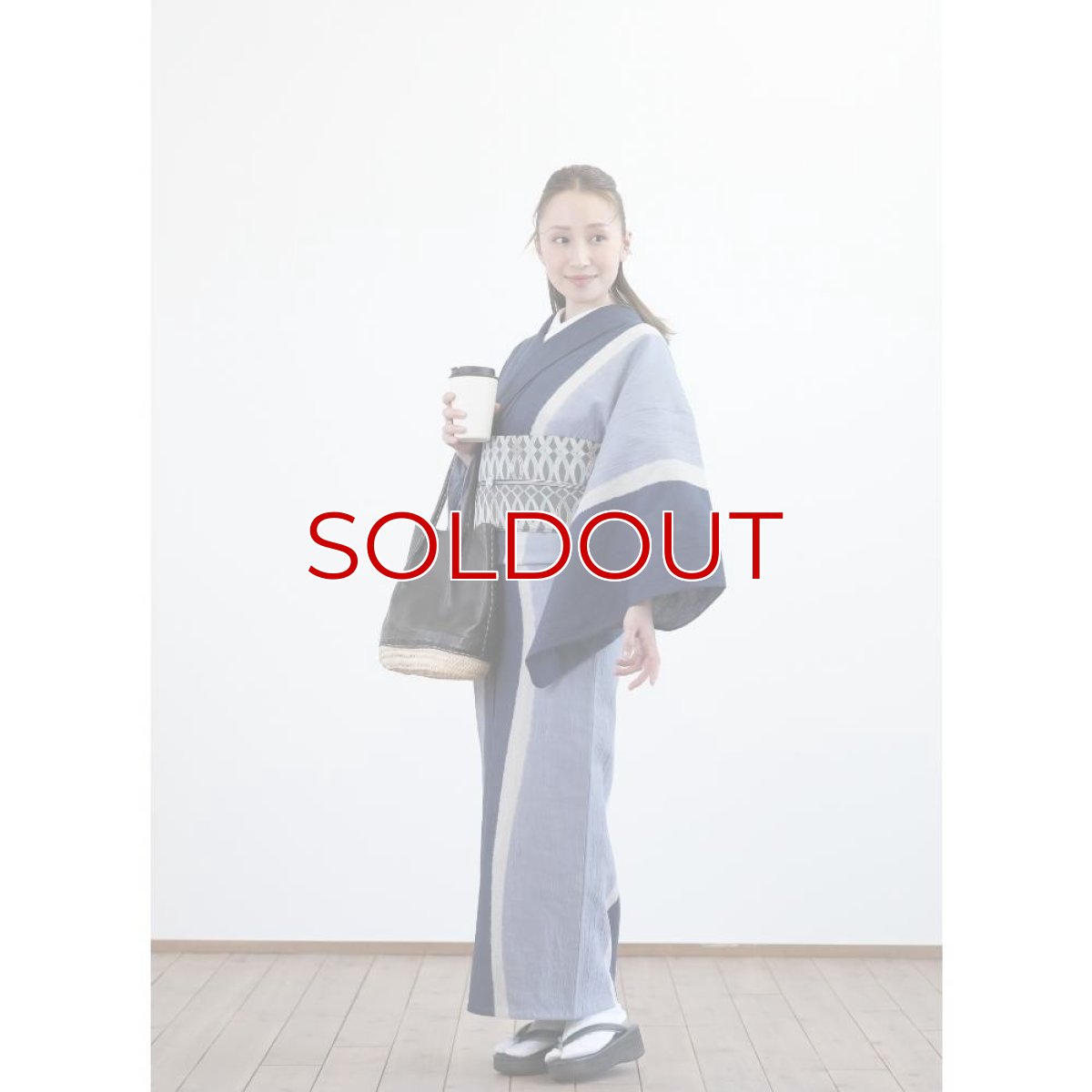 画像4: 【30％OFF】59kimono｜藤井絞｜綿麻着物｜「波打ち際」ネイビー (4)