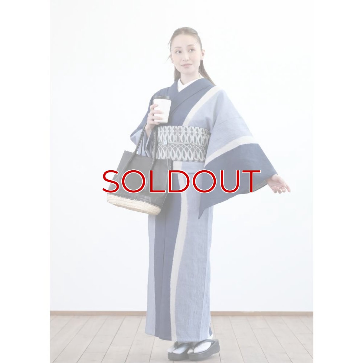 画像5: 【30％OFF】59kimono｜藤井絞｜綿麻着物｜「波打ち際」ネイビー (5)