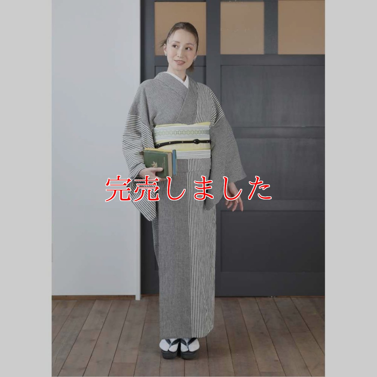 画像2: 【30％OFF】59kimono｜綿麻着物「シマシマとギンガム」 (2)