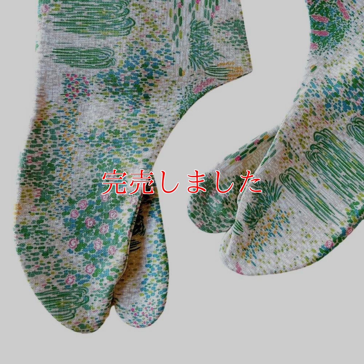 画像2: 通年履ける柄足袋「印象派の庭」 (2)