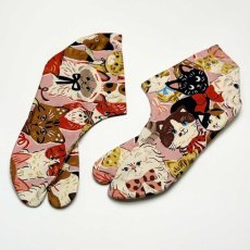 画像3: 通年履ける柄足袋「キャットパレード」ピンク (3)