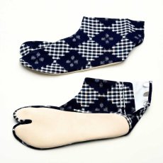 画像5: 【久留米絣】野村織物さんの柄足袋《花菱格子》｜日本製・木綿着物に合う柄足袋 (5)