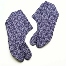 画像3: 通年履けるレース足袋「葉っぱのレース」錆桔梗 (3)