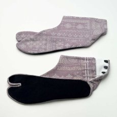 画像7: あったか足袋「ペイズリー」スモークピンク (7)