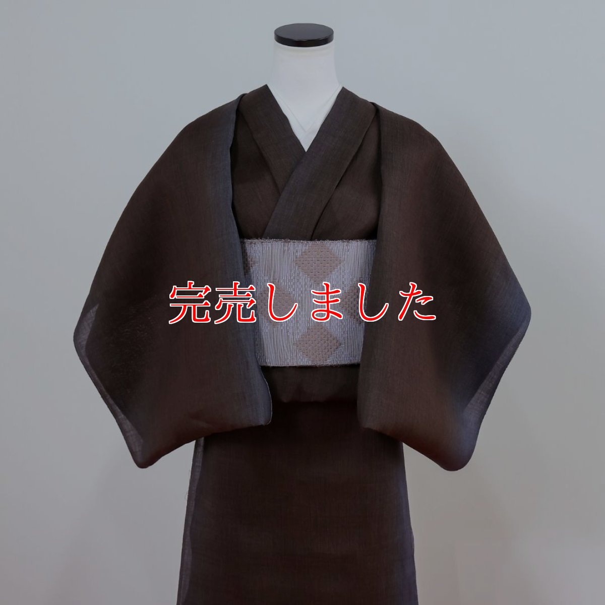 画像2: スラドキー/近江縮/綿麻/茶×水/グラデーション着物 (2)