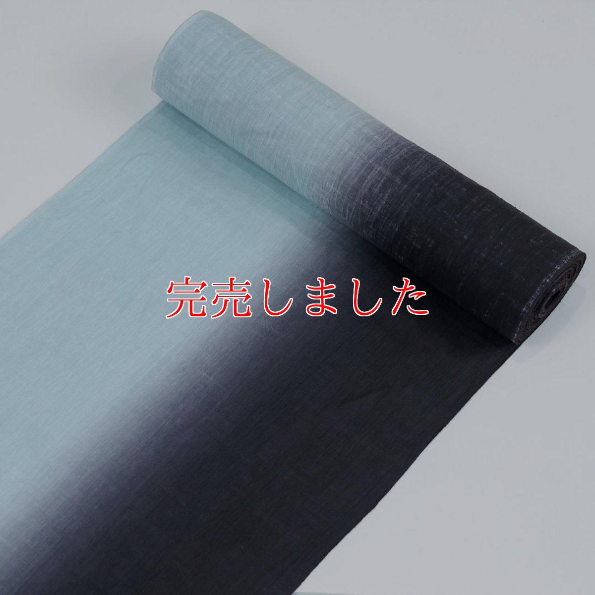 画像4: スラドキー/近江縮/綿麻/黒×ミント/グラデーション着物 (4)