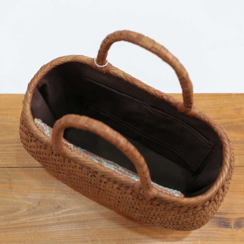 かごや×ミナペルホネン tambourine ふた付き山葡萄かごバッグ｜普段着