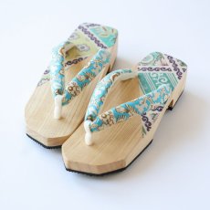画像1: 黒澤桐材店 会津桐下駄 フレンチアンティーク「Bleu Sarasa」M (1)