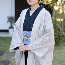 画像3: 洗える木綿の単衣羽織｜花鳥綿羽織「ピンクベージュ」｜ひでや工房 (3)