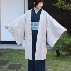 画像5: 洗える木綿の単衣羽織｜花鳥綿羽織「ピンクベージュ」｜ひでや工房 (5)