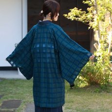 画像6: すっきりと軽い洗えるレースの単衣羽織｜霞格子「フォレストグリーン」 (6)