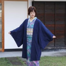 画像5: 洗える木綿の単衣羽織｜花鳥綿羽織「ネイビー」｜ひでや工房 (5)