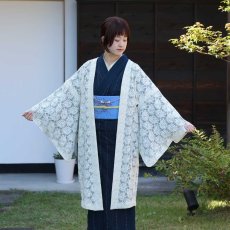 画像5: すっきりと軽い洗えるレースの単衣羽織「白緑の花」 (5)