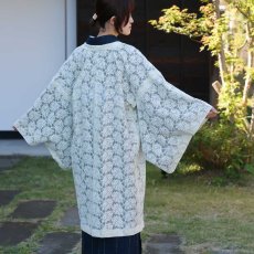 画像6: すっきりと軽い洗えるレースの単衣羽織「白緑の花」 (6)