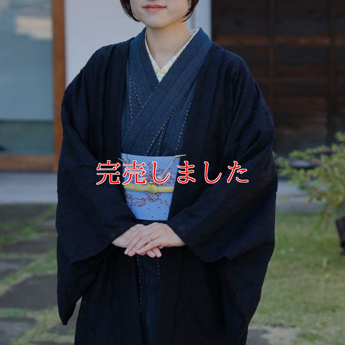 画像3: すっきりと軽い洗えるレースの単衣羽織「漆黒の花」 (3)