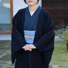 画像3: すっきりと軽い洗えるレースの単衣羽織「漆黒の花」 (3)