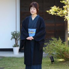 画像4: すっきりと軽い洗えるレースの単衣羽織「漆黒の花」 (4)