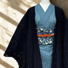 画像2: レースの単衣羽織「漆黒の花」 (2)