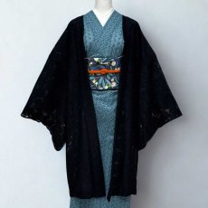 画像3: レースの単衣羽織「漆黒の花」 (3)