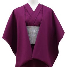 画像1: 洗える木綿着物　近江ちぢみ織「無地紫」　綿100％｜ひでや工房 (1)