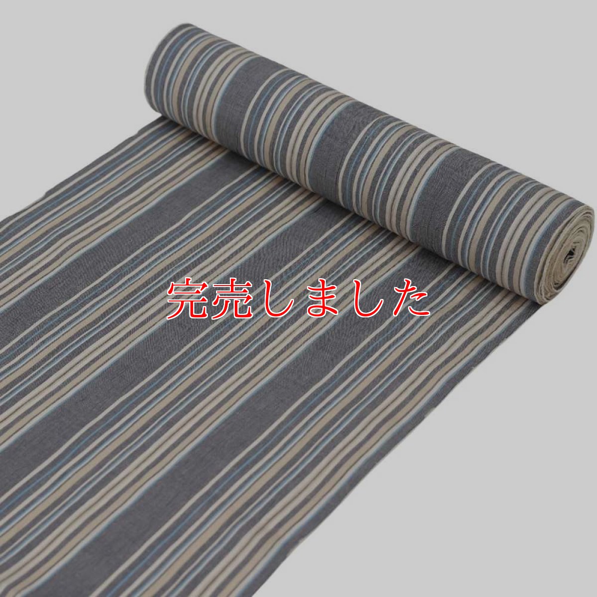 画像5: 洗える綿麻着物　近江ちぢみ「生成りブルー×マルチストライプ」｜ひでや工房 (5)