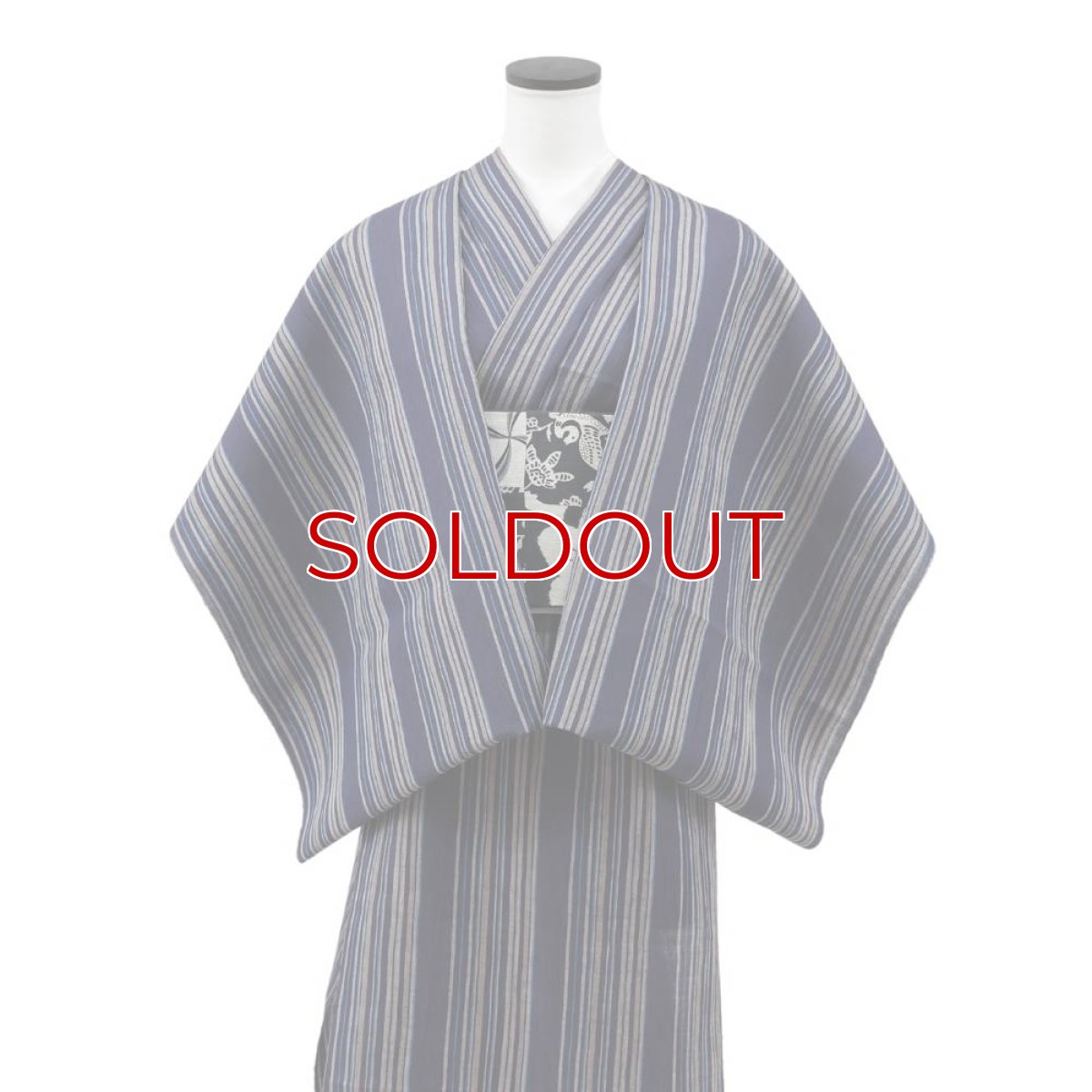 画像2: 洗える綿麻着物　近江ちぢみ「ネイビー×マルチストライプ」｜ひでや工房 (2)