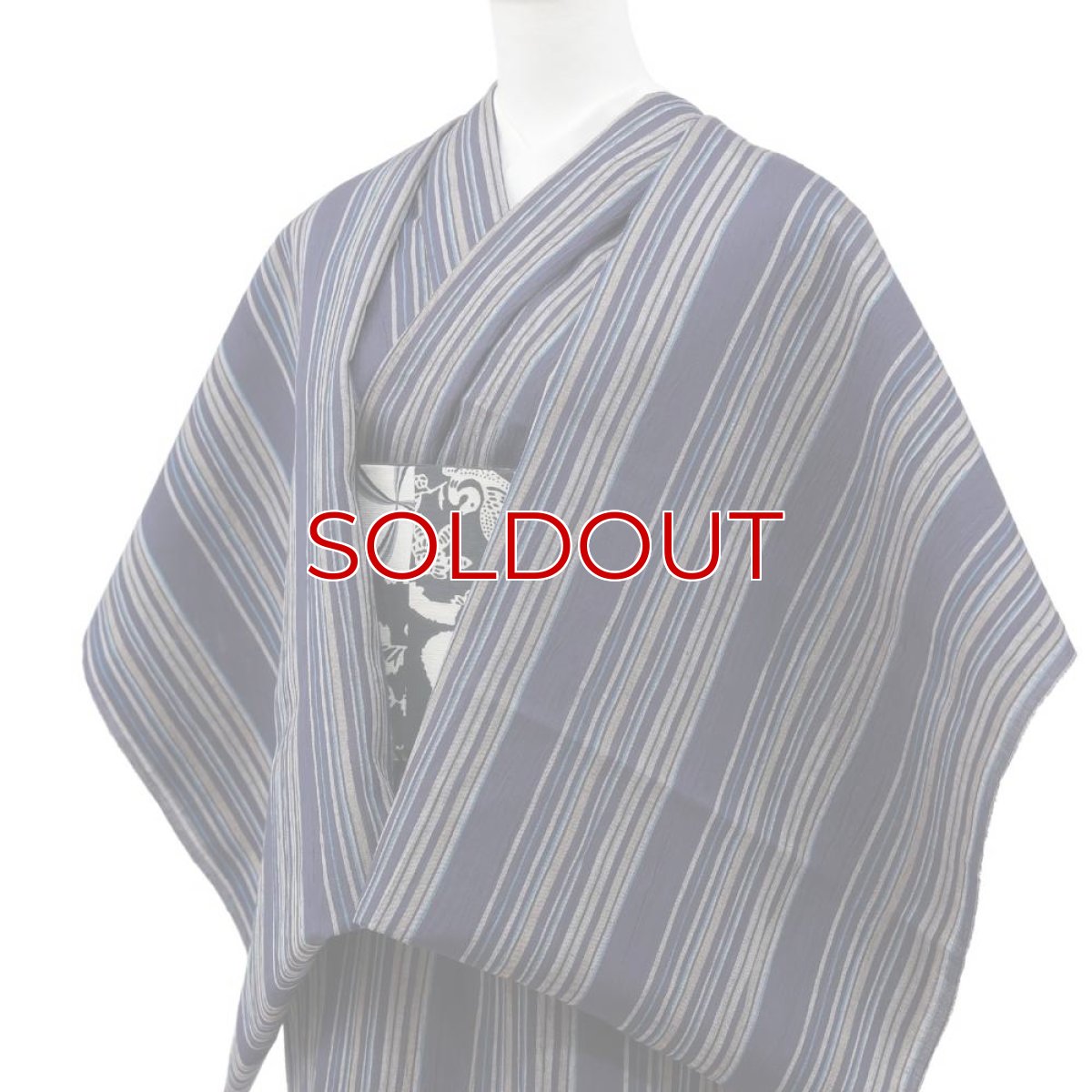 画像3: 洗える綿麻着物　近江ちぢみ「ネイビー×マルチストライプ」｜ひでや工房 (3)