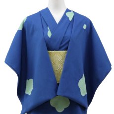 画像2: 洗える木綿着物｜綿縮緬「青空に梅花」綿100％｜ひでや工房 (2)