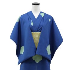 画像3: 洗える木綿着物｜綿縮緬「青空に梅花」綿100％｜ひでや工房 (3)