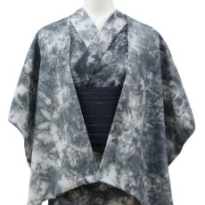 画像1: 洗える木綿着物　近江ちぢみ織「墨ムラ染め」綿100％｜ひでや工房 (1)