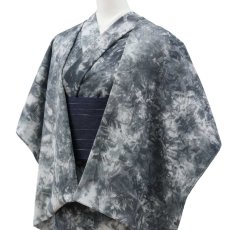 画像3: 洗える木綿着物　近江ちぢみ織「墨ムラ染め」綿100％｜ひでや工房 (3)