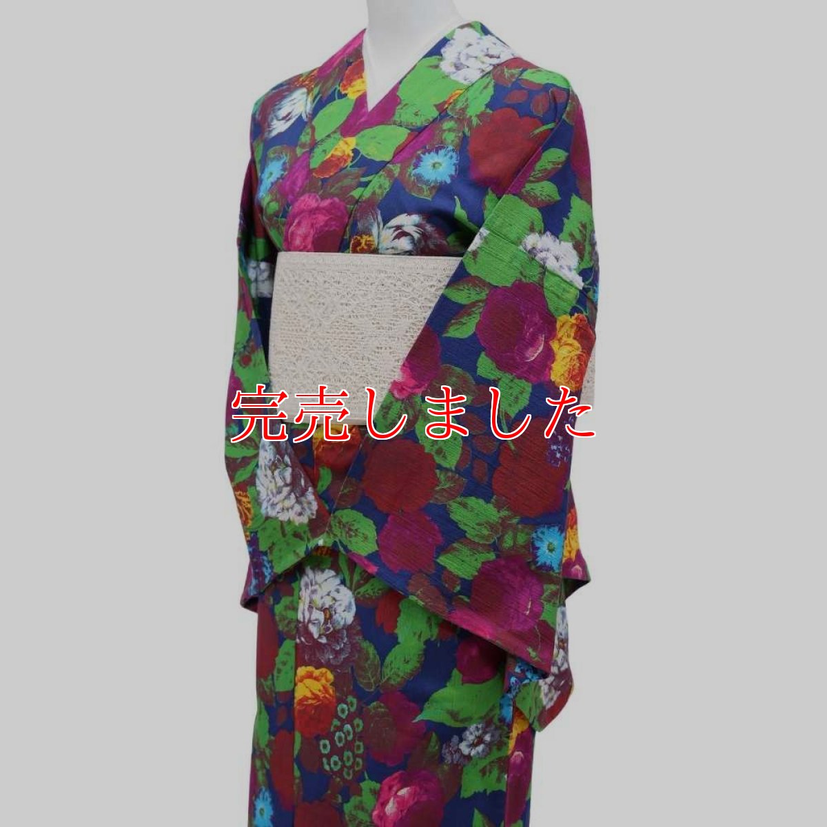 画像5: 洗える木綿着物「油彩ボタニカル」綿100％｜仕立て上がり品｜ひでや工房 (5)