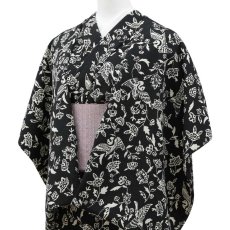 画像3: 洗える着物　京丹後産ポリエステル縮緬「モノトーン更紗」ポリエステル100％｜ひでや工房 (3)