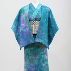 画像3: 洗える木綿着物｜彩睡蓮シリーズ「翡翠の池」綿100％｜ひでや工房 (3)