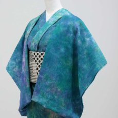 画像4: 洗える木綿着物｜彩睡蓮シリーズ「翡翠の池」綿100％｜ひでや工房 (4)