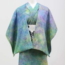画像2: 洗える木綿着物｜彩睡蓮シリーズ「朝靄の池」綿100％｜ひでや工房 (2)