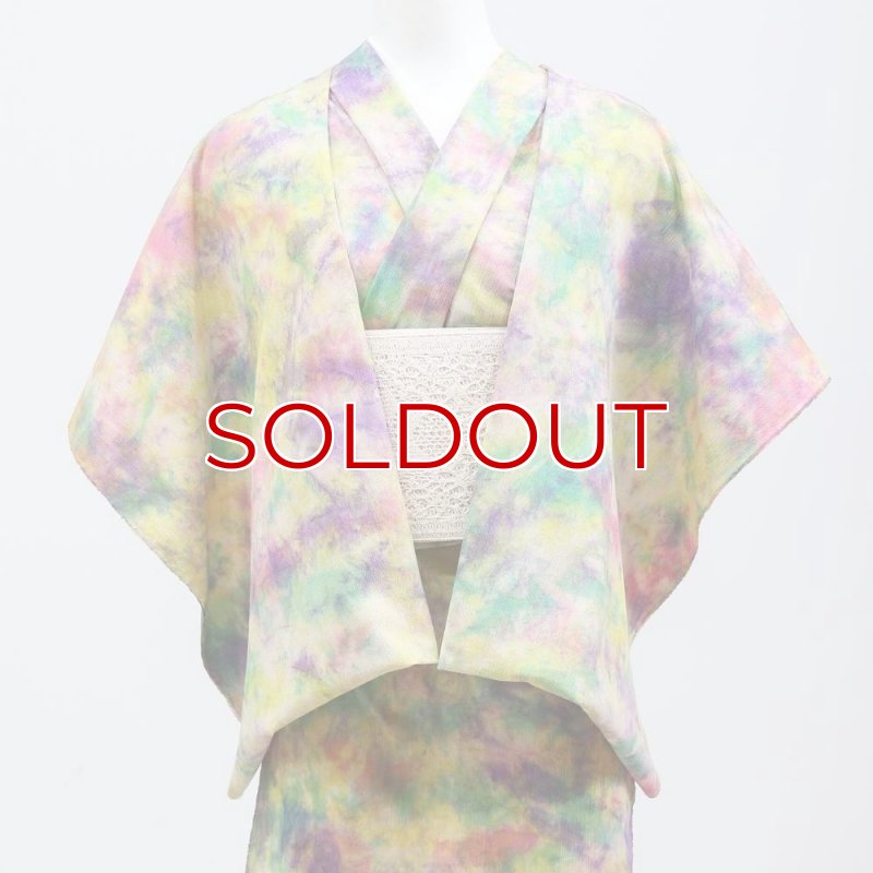 写楽　古布の木綿　着物1枚 KIMONOMACHI 木綿の着物+京袋帯の2点セット 木綿着物 単衣 洗える着物